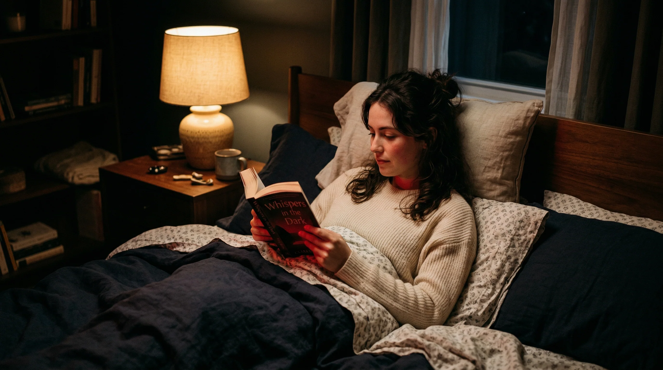 Woman reading in bed