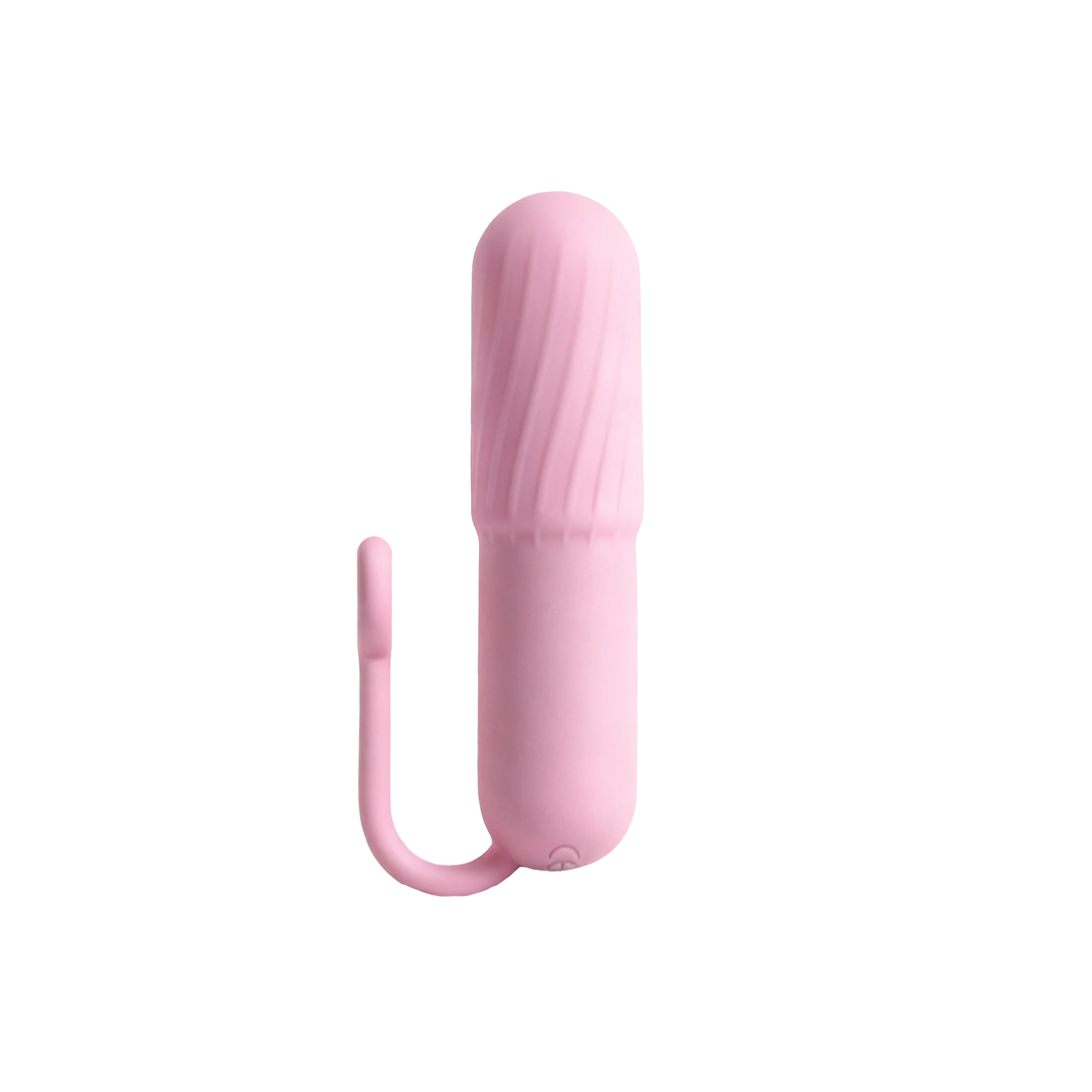 Pink handheld bullet vibrator on a white background