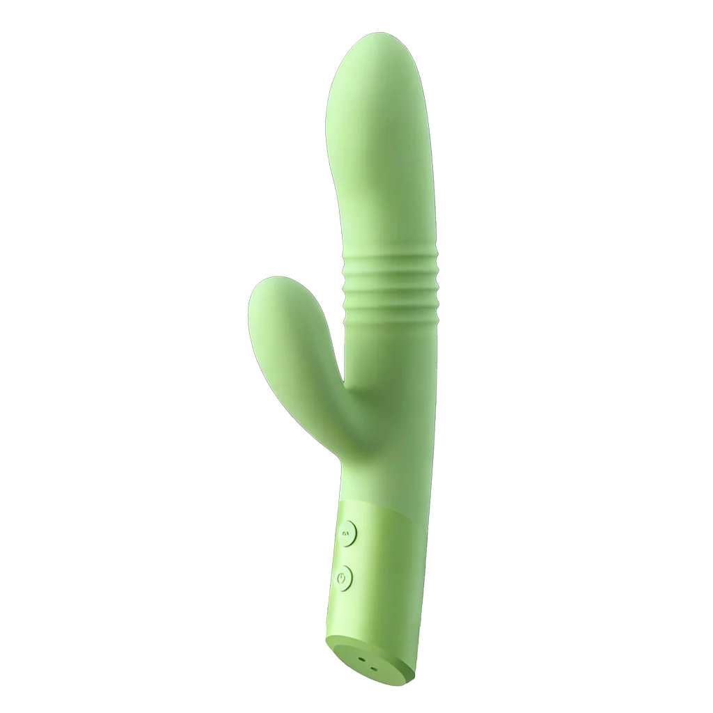 Green and textured dual vibrator on a transparent background