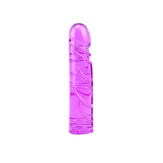 Purple jelly-like and textured dildo on transparent background
