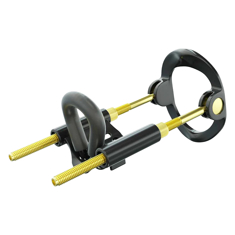Black and yellow penis extender tool on transparent background