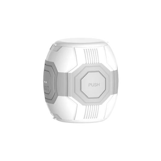 White and gray cube with rounded corners male masturbator button on a white background