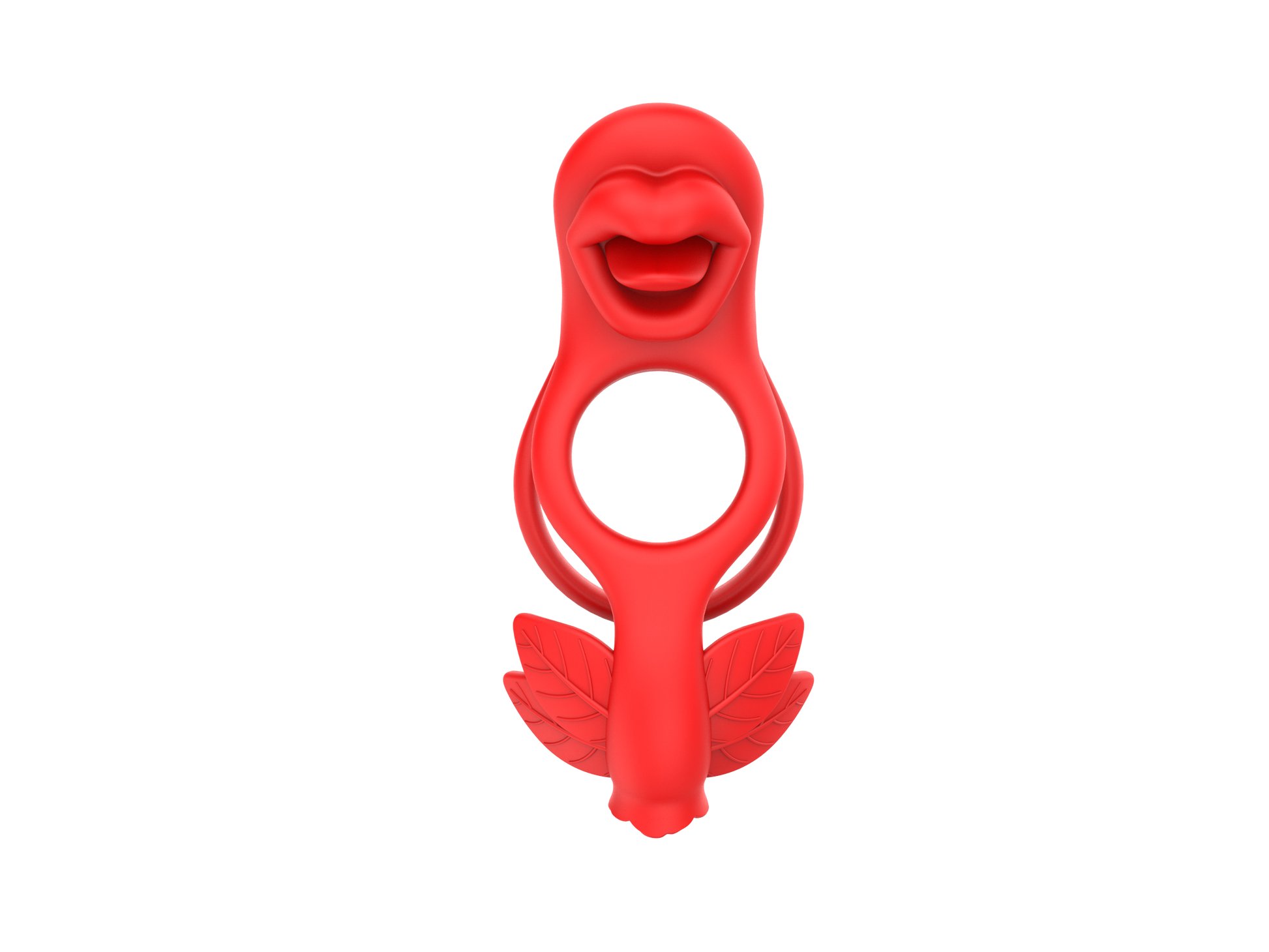 Red silicone ring with a unique design with clitoris and penis stimulaiton