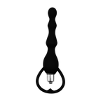 Black 3 beaded silicone anal plug on transparent background