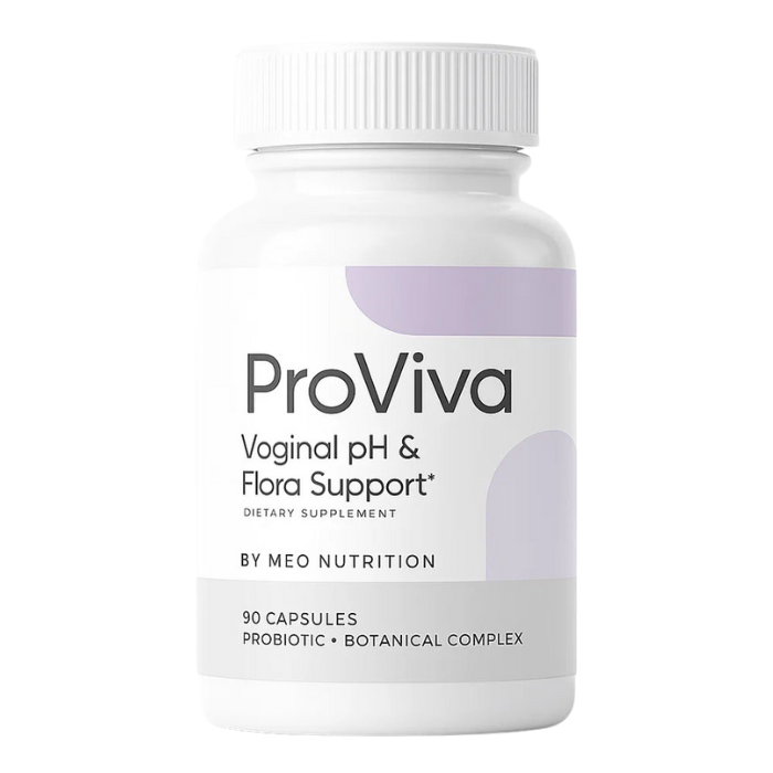 ProViva vaginal pH & flora support supplement bottle